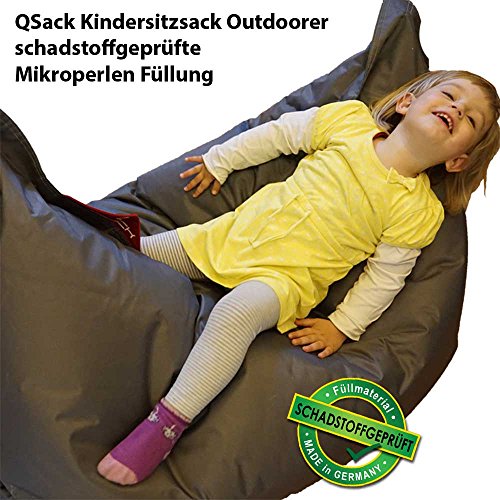 QSack Outdoorer Kindersitzsack, mit Innenhülle und Toxproof Mikroperlen, schadstoffgeprüft, 100x140 cm (dunkelgrau)